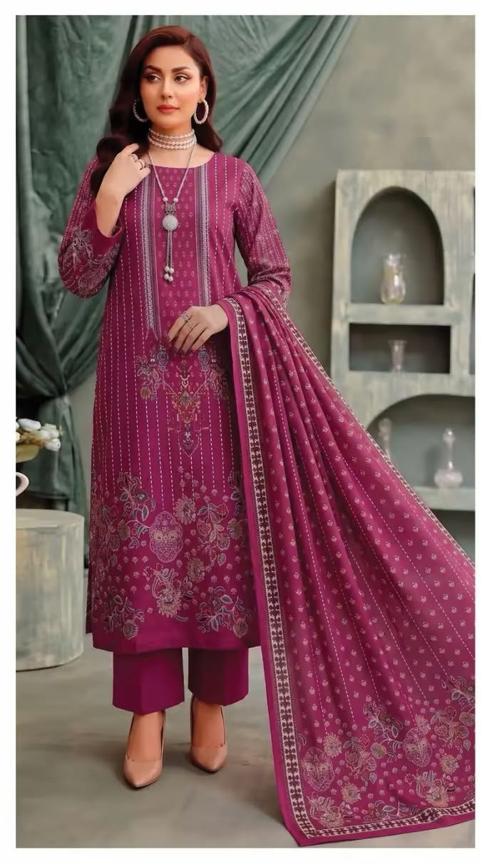 Khushi 3PC Magenta Lawn | Women's Unstitched Lawn Suit