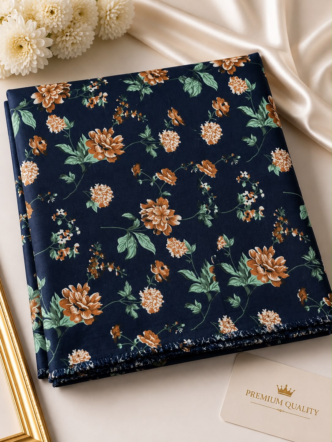 Blue & Green Floral 2-Piece Unstitched Suit