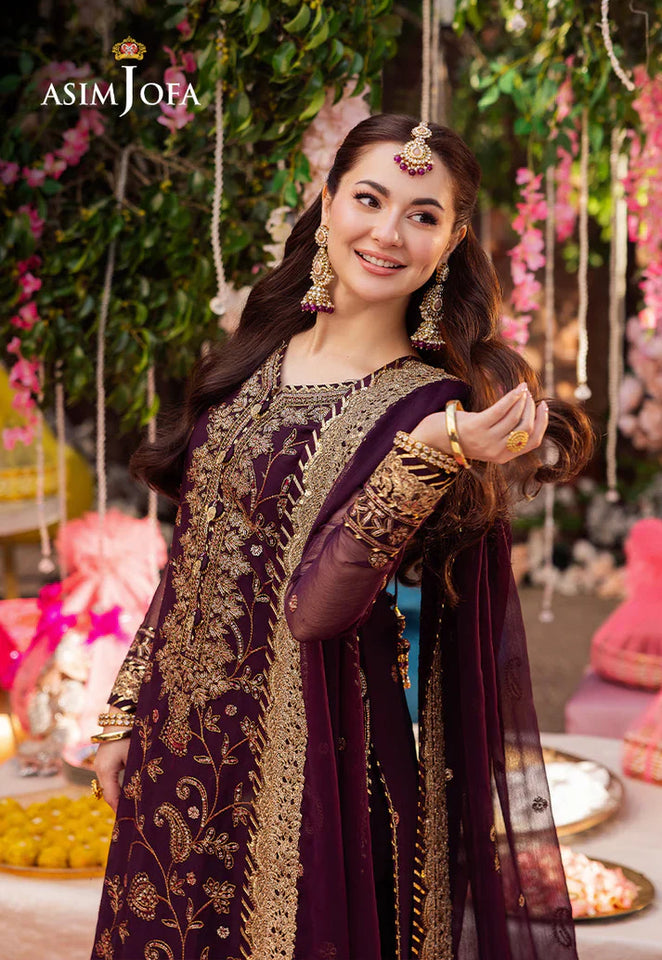 ASIM JOFA PURPLE EMBROIDERED UNSTICHED 3PC SUIT | KPA0078