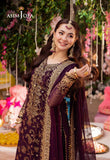 ASIM JOFA PURPLE EMBROIDERED UNSTICHED 3PC SUIT | KPA0078