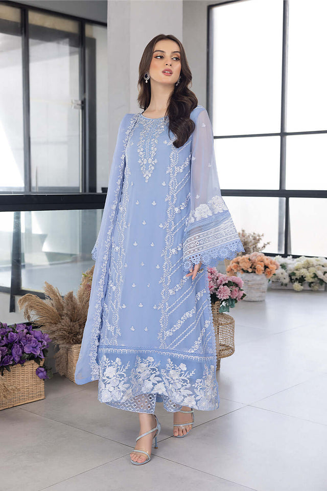AZURE EMBROIDERED UNSTICHED 3PC SUIT | KPA0071