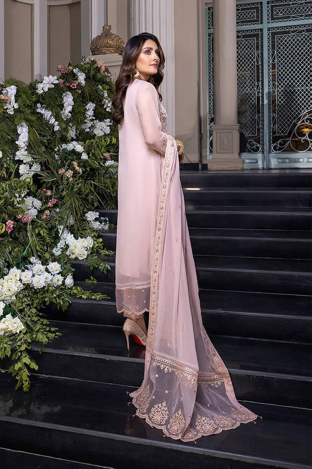 AZURE CHIFFON EMBROIDERED UNSTICHED 3PC SUIT | KPA0076
