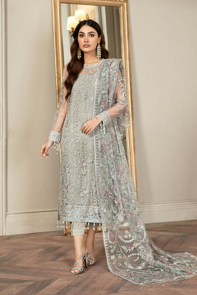 ZARIF NET LUXURY EMBROIDERED UNSTITCHED 3PC SUIT | KPA0073