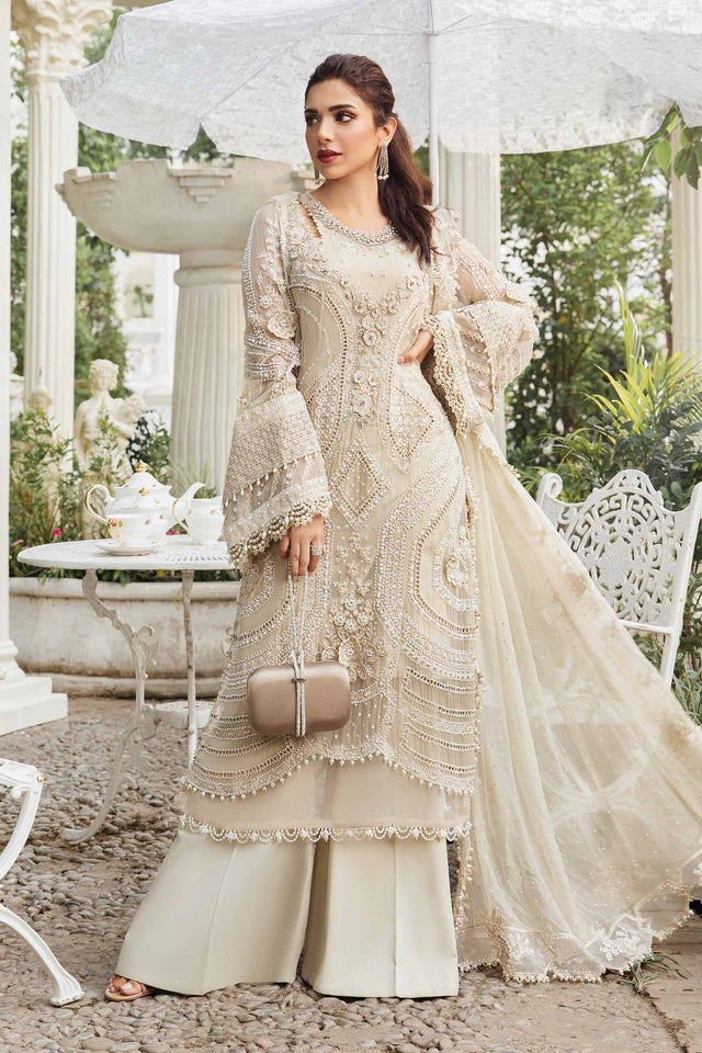 MARIA.B UNSTITCHED EMBROIDERED CHIFFON 3PC SUIT | KPA0059