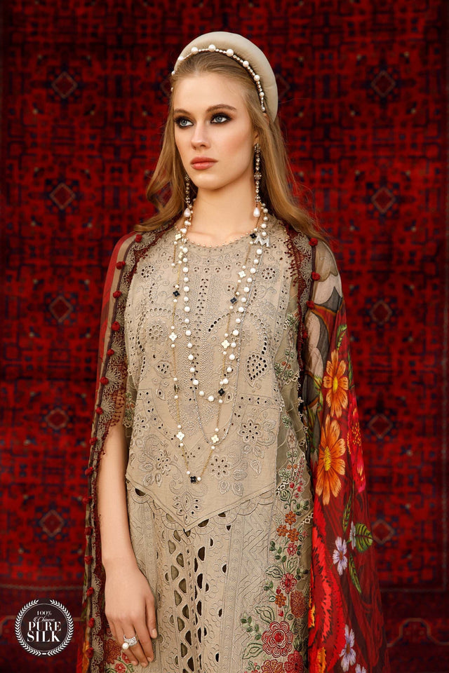 MARIA.B EMBROIDERED LAWN UNSTITCHED 3PC SET | KPA0051