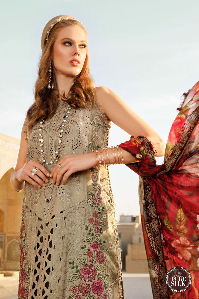 MARIA.B EMBROIDERED LAWN UNSTITCHED 3PC SET | KPA0051