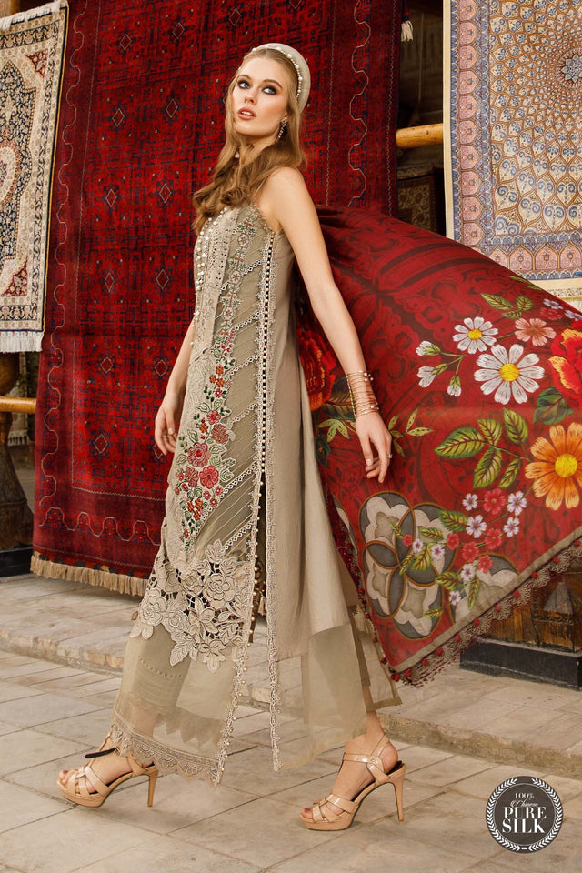 MARIA.B EMBROIDERED LAWN UNSTITCHED 3PC SET | KPA0051