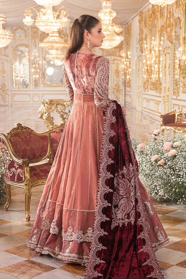 MARIA.B UNSTITCHED EMBROIDERED SALMON PINK 3PC SUIT BD-2701 – KPA0058