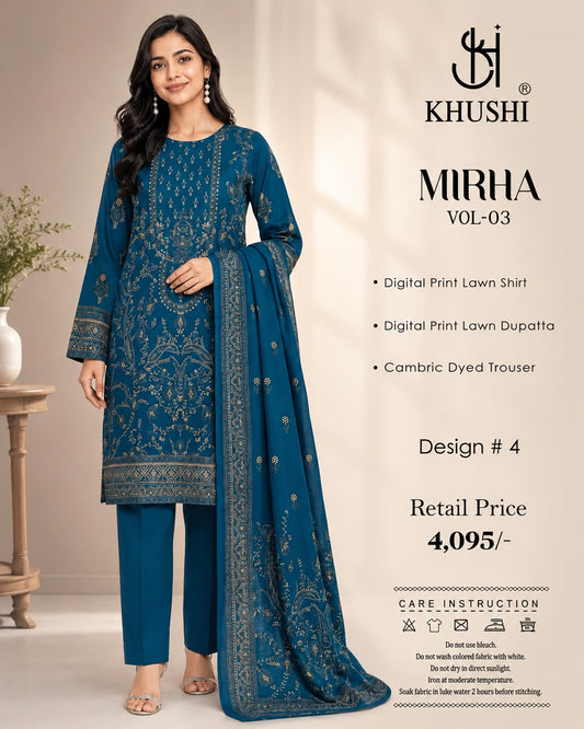 Khushi 3PC Zinc Lawn | Women's Unstitched Lawn Suit