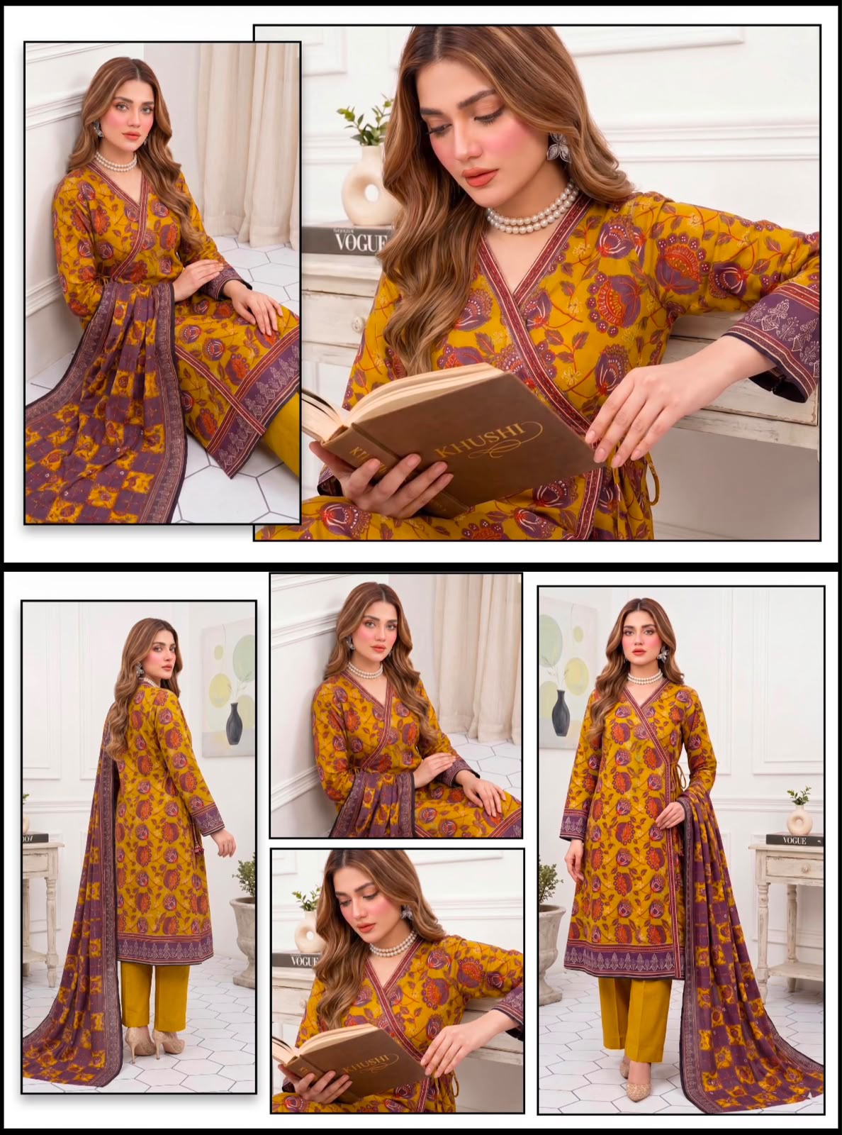 Khushi 3PC Yellow Lawn | Women's Unstitched Lawn Suit