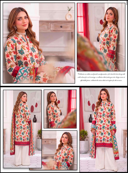 Khushi 3PC Light Pink Lawn | Women's Unstitched Lawn Suit