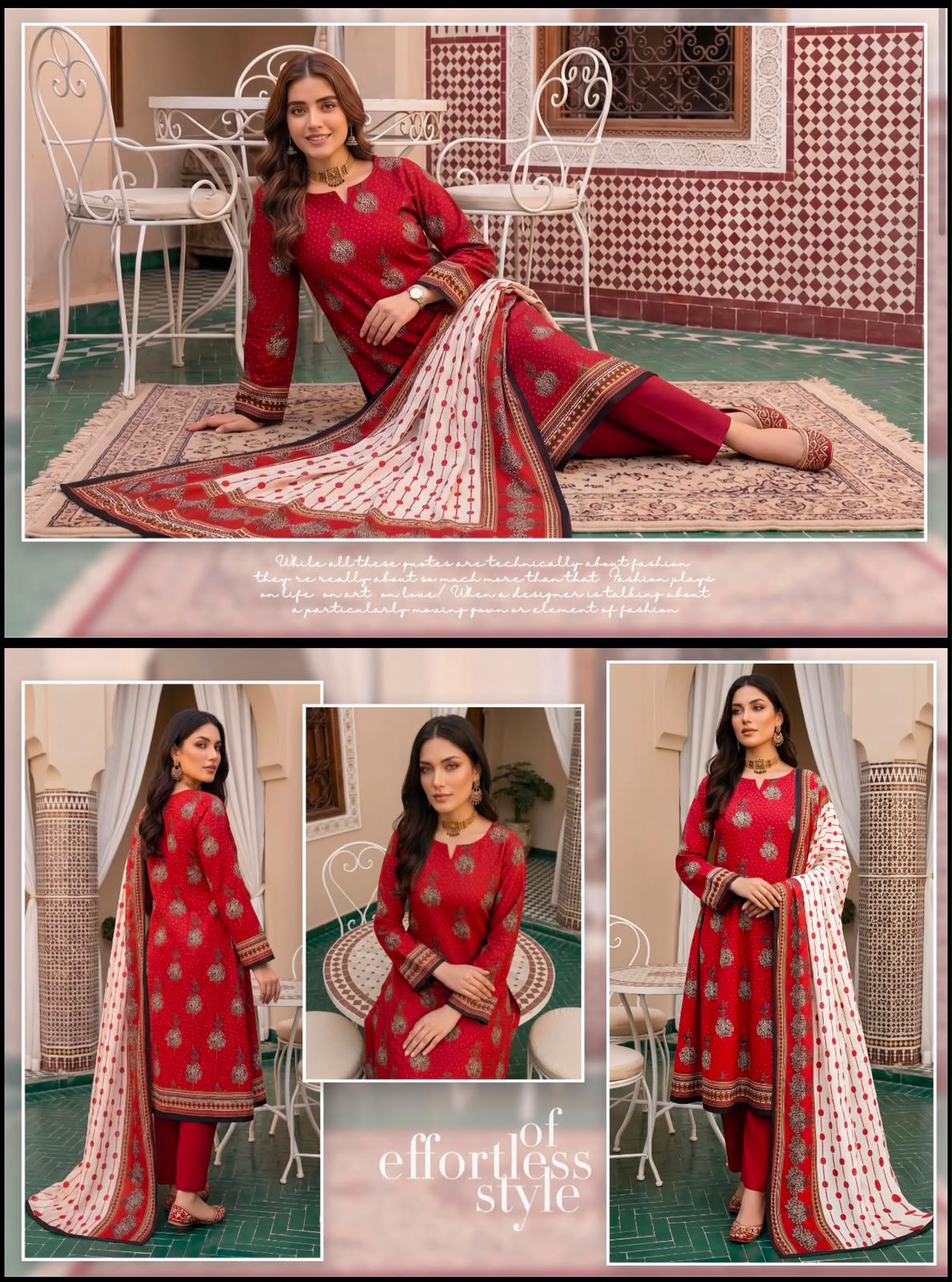Khushi 3PC Rust Lawn | Women's Unstitched Lawn Suit |