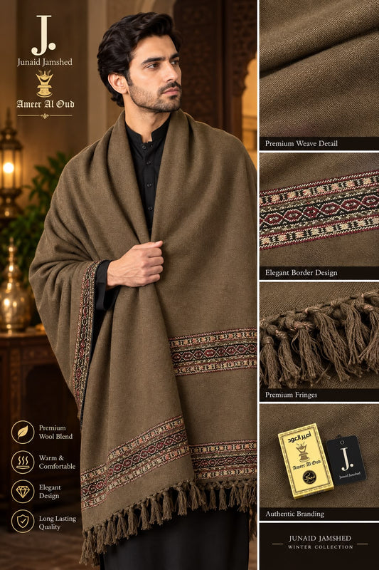 J. Wool Shawl Dark Brown