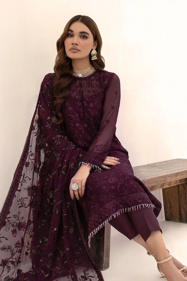 ZARIF CHIFFON EMBROIDERED UNSTITCHED 3PC SUIT | KPA0072