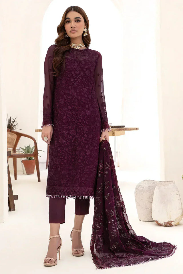 ZARIF CHIFFON EMBROIDERED UNSTITCHED 3PC SUIT | KPA0072