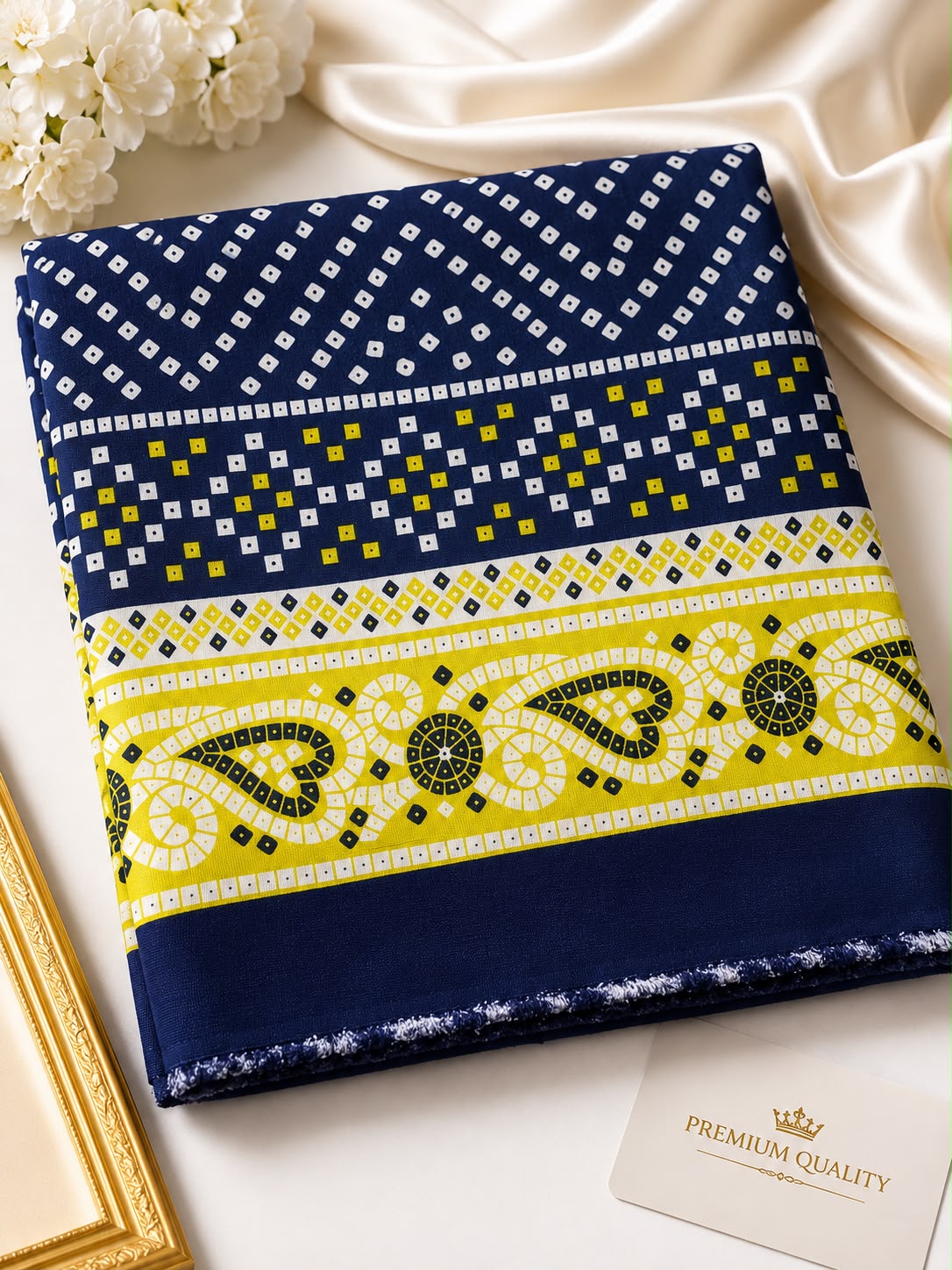 Blue & lemon Floral 2-Piece Unstitched Suit