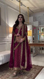 HARIS SHAKEEL – AISHA MARGENTA UNSTICHTED EMBROIDERED 3PC MAXI - KPA0127