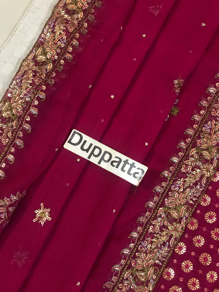 HARIS SHAKEEL – AISHA MARGENTA UNSTICHTED EMBROIDERED 3PC MAXI - KPA0127
