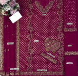 HARIS SHAKEEL – AISHA MARGENTA UNSTICHTED EMBROIDERED 3PC MAXI - KPA0127