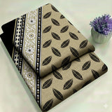Beige & Black Leaf Floral Print 2-Piece Unstitched Suit