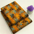 Golden Amber Tropical Frond Print - Black & Turquoise Accents Print 2-Piece Unstitched Suit