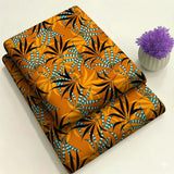 Golden Amber Tropical Frond Print - Black & Turquoise Accents Print 2-Piece Unstitched Suit