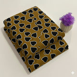 Stylized heart-shaped leaves on Ochre Floral Print Fabric 2-Piece Unstitched Suit