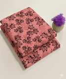 Blush Pink Maple Leaf Floral Print Fabric 2-Piece Unstitched Suit