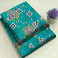 Sky Blue Geometric Medallion Floral Print 2-Piece Unstitched Suit