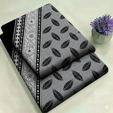 Grey & Black Monochrome Leaf Floral Print 2-Piece Unstitched Suit