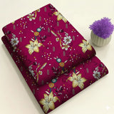 Deep Pink with Yellow & White Flowers Print 2-Piece Unstitched Suit
