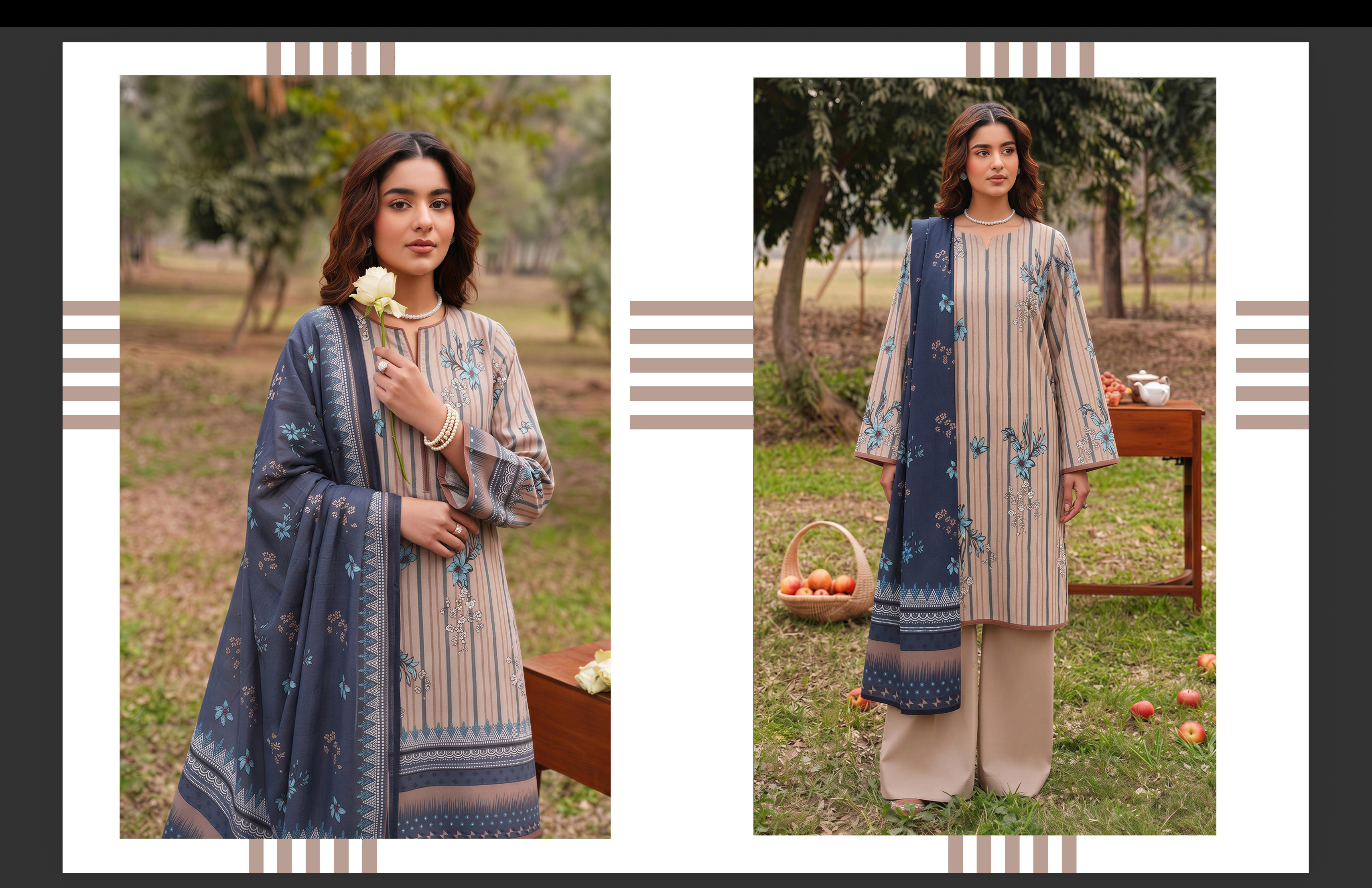 Saqaafah 3 Pc Printed Lawn