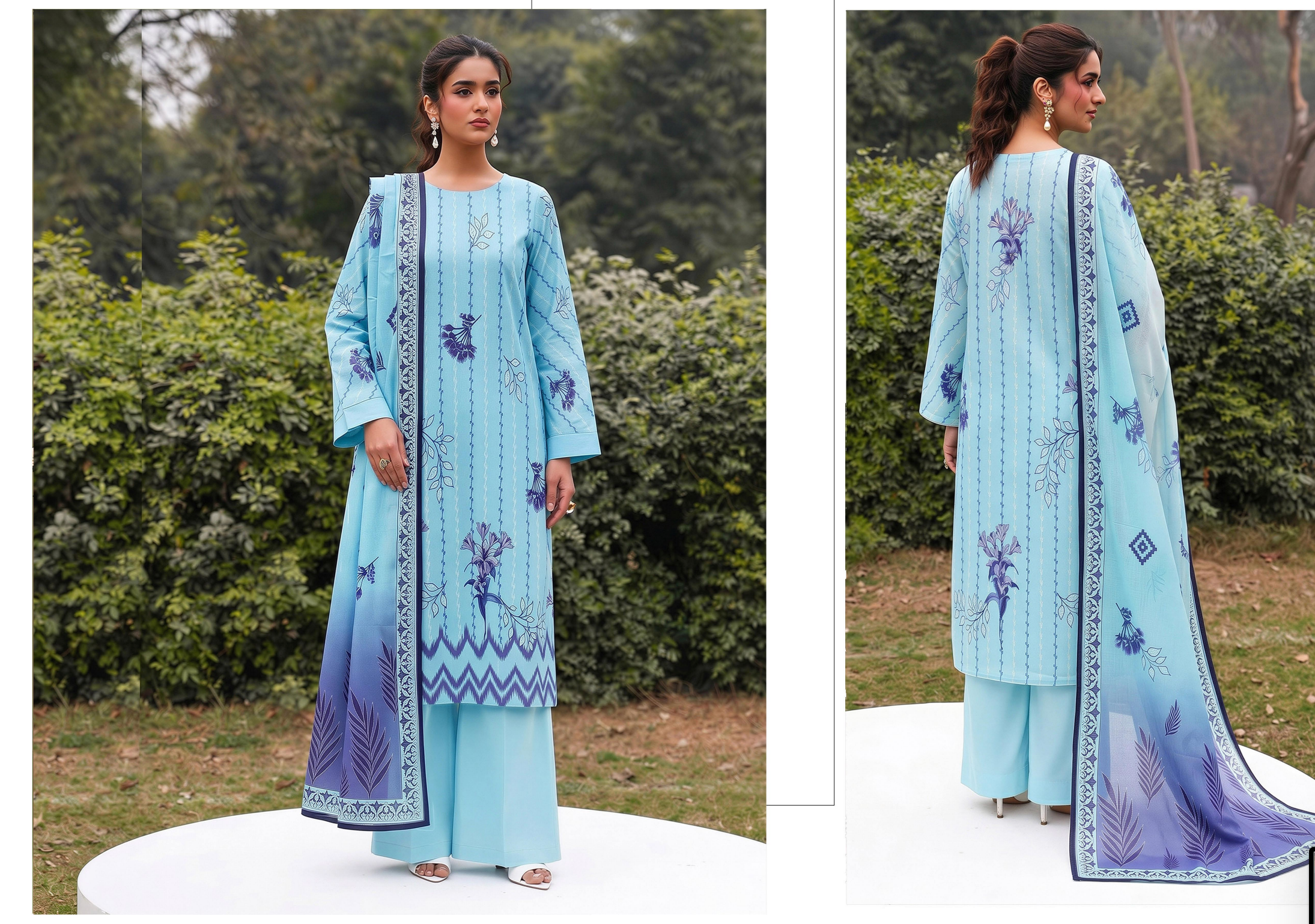 Saqaafah 3 Pc Printed Lawn