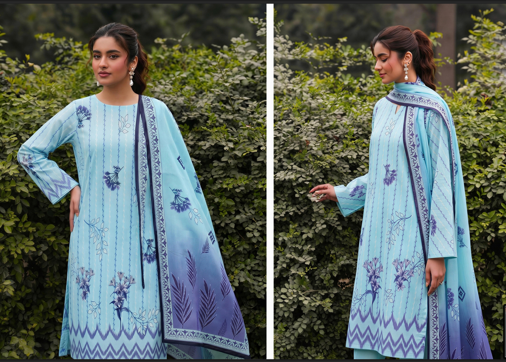 Saqaafah 3 Pc Printed Lawn