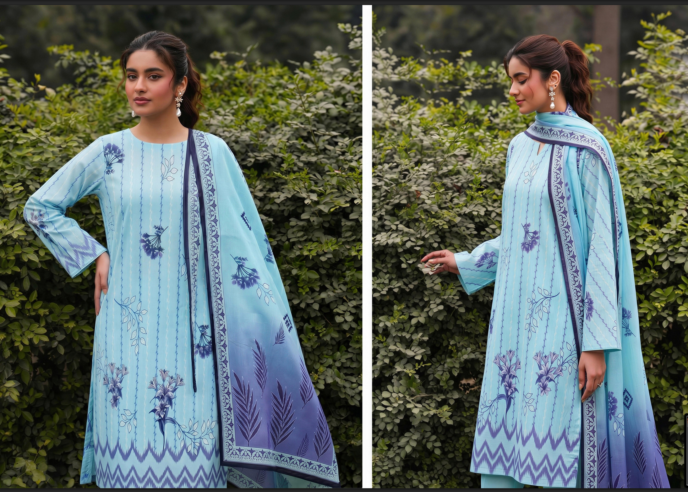 Saqaafah 3 Pc Printed Lawn