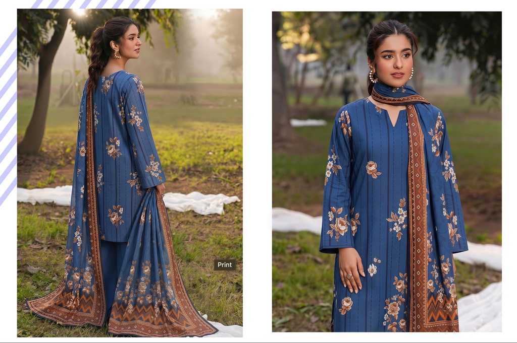 Saqaafah 3 Pc Printed Lawn